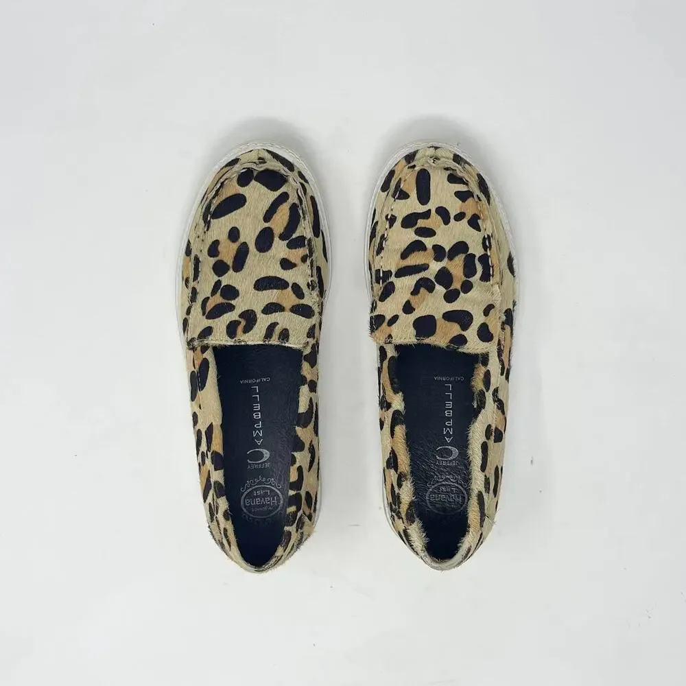 Jeffrey Campbell Calf Hair Leopard Print SKIP-FUR‎ Leather Slip-On Sneakers
